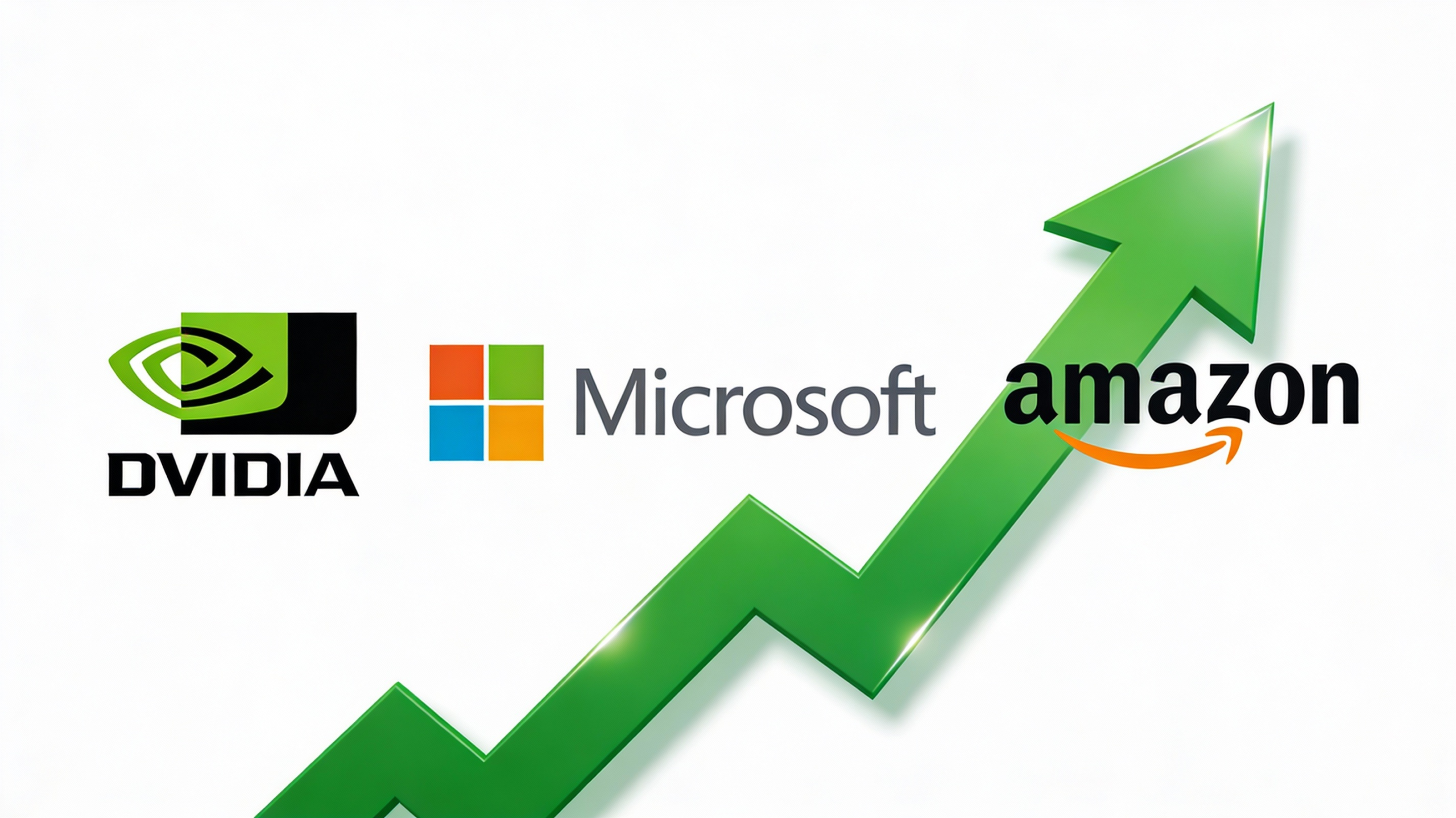 Logos of Nvidia, Microsoft, and Amazon with upward financial trend indicator representing $60 billion investment